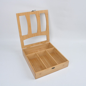 Bamboo Drawer <b>Storage</b> <b>Box</b> With Partitions 33x30x7.8cm For Food Bag Organization Home <b>Kitchen</b> Use - Product Image 4