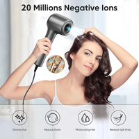 Sèche-cheveux ionique électrique intelligent portable sans pales BLDC à ions négatifs, mini, haute vitesse, pour usage domestique, en une seule étape