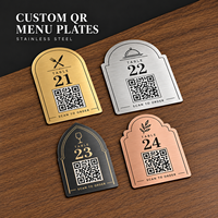 Plaque de table personnalisée en acier inoxydable pour restaurant, avec numéro de table, menu QR, finition or, argent, rose ou noir