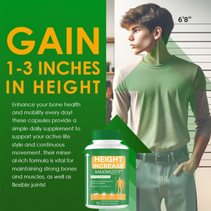 Capsules pour la croissance osseuse et l'augmentation de la taille avec calcium – Complément alimentaire naturel pour adolescents, pour grandir, santé et fitness - Product Image 2