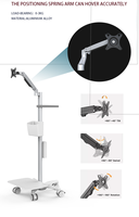 Chariot médical personnalisé de haute qualité avec moniteur de levage à ressort léger et facile à pousser et plateau de bras-pour hôpitaux et écoles