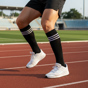 Chaussettes de sport longues à rayures blanches avec motif coloré - Product Image 3