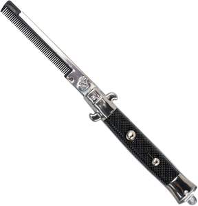 9 pollici in acciaio inox automatico a pressione spazzola a pettine interruttore-lama pieghevole tasca barbiere uomo Styling pettine per la festa del papà - Product Image 1