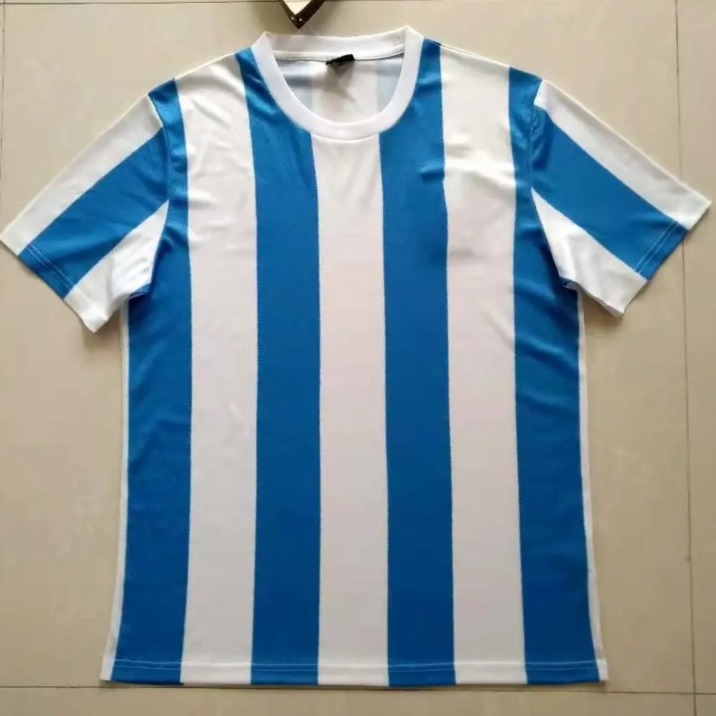 Camisa de futebol clássica memorial, argentina 1986 camisa branca azul velha