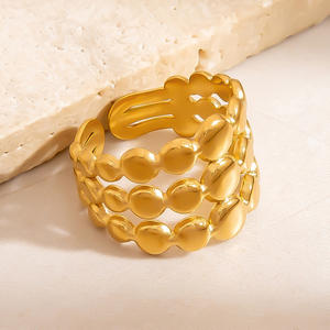 Geometric Titanium Steel <b>Ring</b> Electroplated 18K Gold Color Preserving Unisex Fashion Jewelry Gift - Product Image 3