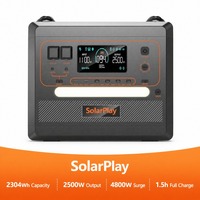 Station d'alimentation portable LiFePO4 2304Wh 2500W avec UPS 14 ports à onde sinusoïdale pure pour la sauvegarde d'urgence à domicile