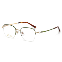 S6014 nouvelle monture de lunettes en titane pur avec incrustation de diamants à la mode Style rétro vente chaude lunettes Halfrim pour les femmes