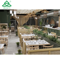 Ensemble de salle à manger personnalisable pour restaurant/hôtel/villa chaise en rotin et pied de table en bois massif supporté par l'OEM