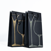 Vente en gros de sacs de vin double rouge blanc estampillés à chaud sacs de vin rouge en carton pour bouteilles de vin avec poignées