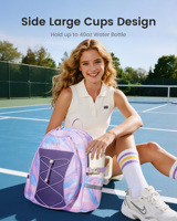 Sac à dos de sport élégant et léger en polyester matelassé imperméable pour raquettes de pickleball avec fermeture éclair