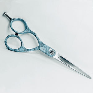 Ciseaux de coiffure pointus en acier inoxydable pour droitier professionnel à motif bleu - Product Image 6