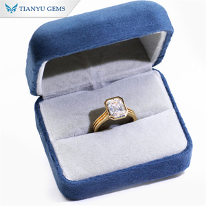 Tianyu แหวนเพชรโมอิสสีทอง14K <span class=keywords><strong>18K</strong></span> ประดับเพชรสีทองขนาด7x9มม. แหวนหมั้นแบบออกแบบได้ตามต้องการ - Product Image 3