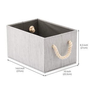 Cesto de Almacenamiento de Tela de Bambú Grande con Asa de Cuerda de Algodón, Cesta Plegable en Forma de Cubo para el Hogar, Oficina, Guardería, Habitación Infantil - Product Image 2