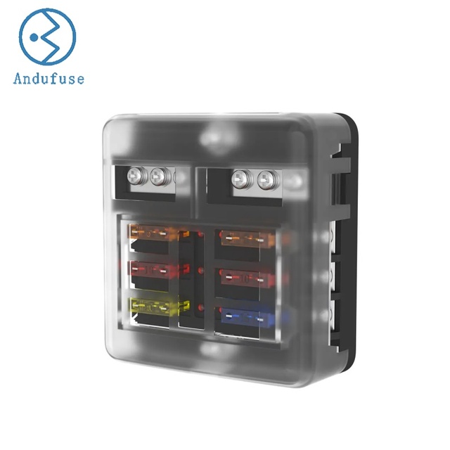 Panel Mount Six Circuit Fuse Holder Heat Fire Resistant PBT PC Material Automotive Modified Electrical Protection Part