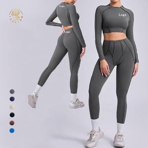 Abbigliamento Yoga Traspirante Elasticizzato in Quattro Direzioni Taglie Forti con Etichetta Privata, Abbigliamento Sportivo, Abbigliamento Attivo, Abbigliamento Fitness, <span class=keywords><strong>Set</strong></span> da <span class=keywords><strong>Palestra</strong></span> per Donne - Product Image 1