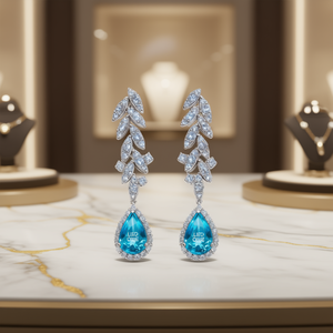 Pendientes de Gota de Aguamarina Lied One con Engaste de Bisel, Joyería de Cristal de Lujo para Mujer, para Boda - Product Image 2