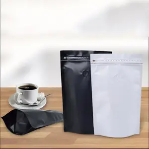 Grosir Kantong Kopi Bawah Datar Aluminium Foil dengan Katup dan Ritsleting untuk Kemasan Biji Kopi/Teh