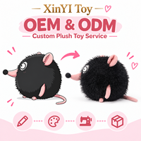 Vente en gros de jouets en peluche amusants en forme de souris noire ronde avec des yeux en spirale, peluche douce, poupée de rat, cadeau pour enfants, décoration de la maison, OEM personnalisé