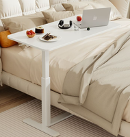 Bureau mobile pneumatique sur lit Table d'ordinateur portable Chariot d'ordinateur Roues verrouillables Ressort à gaz Hauteur réglable Bureau assis-debout
