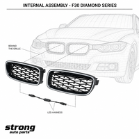 Calandre LED lumineuse emblématique pour BMW Série 3 F30 F31 2012-2018, maille diamant noire, finition noir brillant, pièces auto robustes