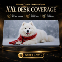 Tapis de souris pour jeux sur le thème de la neige d'hiver, motif chien Samoyed, accessoire de bureau rectangulaire pour ordinateur