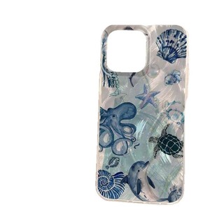 Capa de Telefone Móvel em Seda Prateada com Estampa de Golfinho, Tartaruga Marinha e Polvo para iPhone X, Xr, Xs Max, 11, 12, 13, 14, 15, 16, 17 Air - Product Image 4