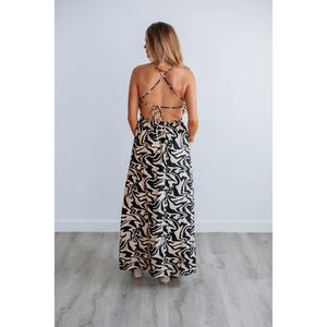 Vestido Sexy con Estampado de Cebra, Largo, Sin Mangas, con Tirantes Finos, Espalda Descubierta y Cordones - Product Image 2