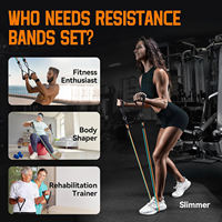 Bellewins Pilates Flexbands Entrenamiento Resistencia Ejercicio Bandas Set con Anclaje de Puerta Nuevo Estiramiento Entrenamiento Mango Cuerdas Tubos