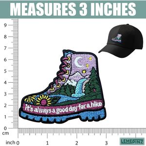 Custom Hiking Boot Embroidery <b>Patch</b> 3 Inches Iron <b>On</b> <b>Sew</b> <b>On</b> Travel Applique <b>Patch</b> For Bags - Product Image 3