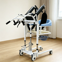 Lève-personne manuel hydraulique bleu clair avec support sous les aisselles, portable, pour le transfert de patients en milieu hospitalier et de maisons de retraite