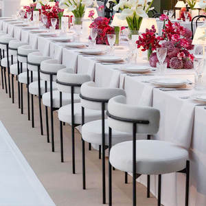 Silla de restaurante de banquete boda Hotel metal cojín Sherpa apilable - Product Image 1