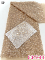 Tissu en dentelle perlée écologique de luxe avec perles et sequins français pour robes de mariée