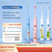 Nouvelle brosse à dents électrique sonique pour enfants, à poils souples, rechargeable, autonettoyante, pour 3-12 ans, marque OEM/ODM, avec chargeur