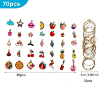 Lot de 70 breloques pendentifs Océan avec anneaux de jonction pour marqueurs de verres à vin, fêtes, accessoires de boucles d'oreilles et sacs, cadeau unique et magnifique
