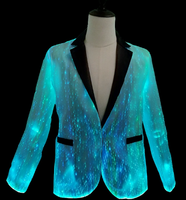 Veste de Costume Homme en Fibre Optique LED, Lumineuse et Changeante de Couleur, Idéale pour Fêtes, Mariages et Scènes