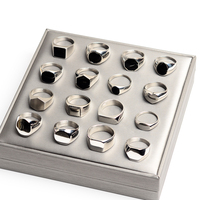 Anillos Para Hombre Großhandel 18 Karat vergoldete Edelstahl ringe Benutzer definiertes Logo Gravierter geometrischer leerer Siegelring für Männer