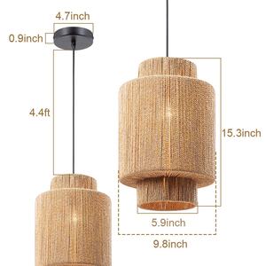 Artigianale moderno corda antica marrone Rattan lampada da tè decorazione casa in bambù tessuto a mano luce in Rattan - Product Image 3