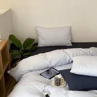 Ensemble de literie 4 pièces en coton 100% uni de style nordique, housse de couette minimaliste douce avec options drap plat/drap-housse
