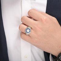 Bague élégante à motif rétro en argent sterling 925 personnalisable, zircon de qualité 5A, bague noble de haute qualité pour homme