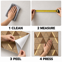 Papier peint autocollant motif bois triangulaire marron doré 1,2x3m, feuilles IXPE 2,3mm pour murs de salon et murs TV