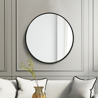 Miroir rond à suspension murale avec cadre en métal doré moderne pour la maison