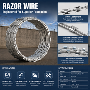 Alambre de púas galvanizado en espiral para uso en perímetros ferroviarios y varios rangos estándar, con tamaños de bobina personalizados según requisitos OEM - Product Image 4