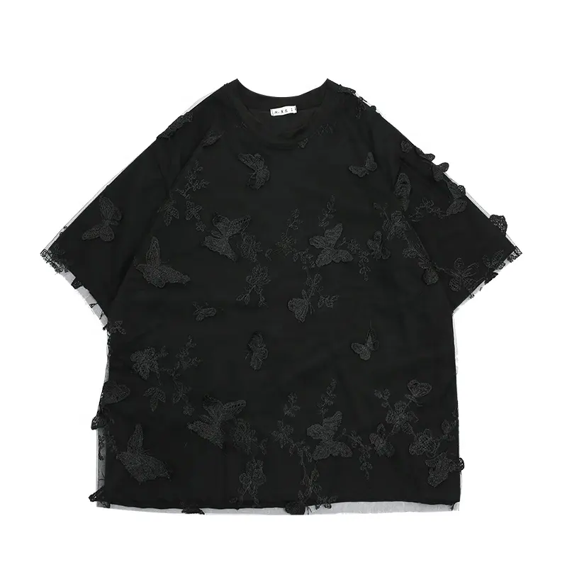 Men shirts butterfly decoration black short sleeve men's t-shirt edition designer t-shirts for men