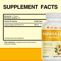 Extrait de feuille de papaye 600 mg, capsules végétales, 60 unités, complément alimentaire à base de plantes pour le bien-être quotidien