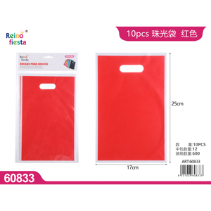 Sacchetti regalo perlati rossi con manici Set 10 pz per feste ed eventi bomboniere - Product Image 1