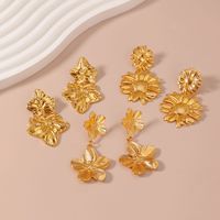 Anting Baja Tahan Karat Berlapis Emas Liontin Bunga Elegan Perhiasan Fashion Untuk Wanita Grosir Dari Cina Harga Rendah ALN0509-01