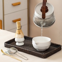 Ensemble de bols à matcha japonais en porcelaine à motif vague, exclusif transfrontalier, avec fouet Chasen et support, 560 ml, écologique