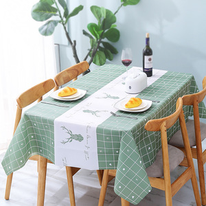 Nordic Style Deer Print <b>Tablecloth</b> <b>Rectangle</b> Waterproof Heat Resistant Oil Proof PEVA Decorative Table Cover for Home Dining - Product Image 1