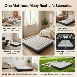 Materasso ad aria autogonfiabile per glamping e campeggio con pompa integrata, leggero e a prova di perdite, per 2 persone, uso esterno/interno - Product Image 5