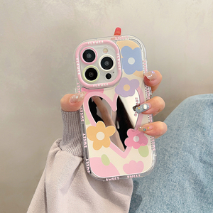 ลดกระหน่ำเคสกระจกลายดอกไม้น่ารักหวานแหวววเคสโทรศัพท์สำหรับ iPhone 16 14 13 11 15 PRO MAX เคสด้านหลังกันกระแทกแบบแข็ง